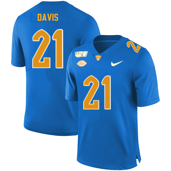 2019 Men #21 A.J. Davis Pitt Panthers College Football Jerseys Sale-Royal